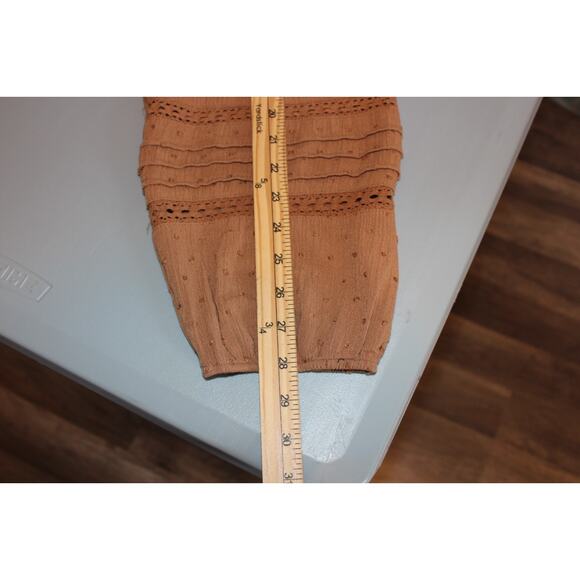 Torrid Chiffon Peasant 3/4 Sleeve Women's 2X Raglan Blouse Tobacco Brown Boho - Picture 13 of 14